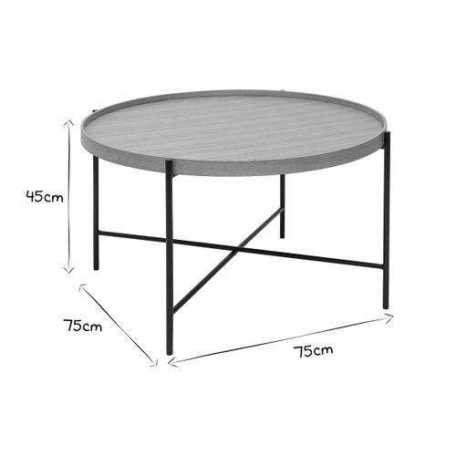 Table Basse Ronde Bois Clair Et Métal Noir D75 Cm Bassy