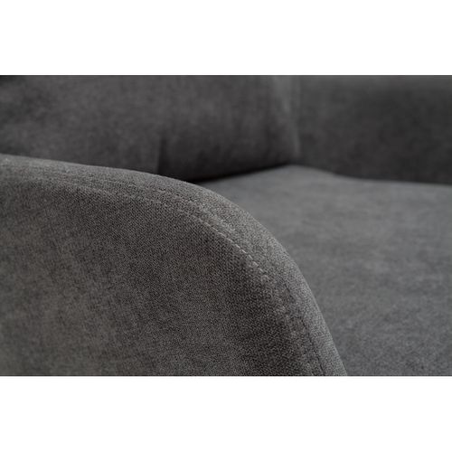 Fauteuil Design En Tissu Effet Velours Gris Foncé Et Métal Noir Maxine