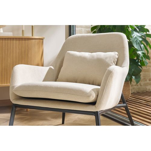 Fauteuil Design En Tissu Effet Velours Gris Foncé Et Métal Noir Maxine