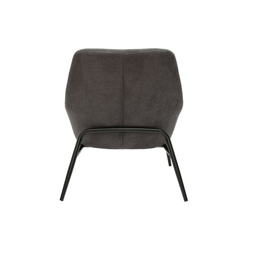 Fauteuil Design En Tissu Effet Velours Gris Foncé Et Métal Noir Maxine