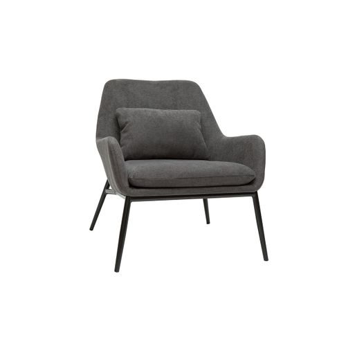 Fauteuil Design En Tissu Effet Velours Gris Foncé Et Métal Noir Maxine