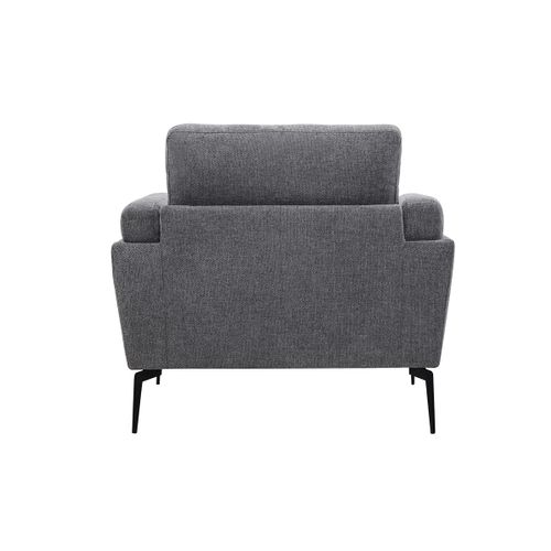 Fauteuil Design En Tissu Effet Velours Texturé Gris Et Métal Noir Mosco