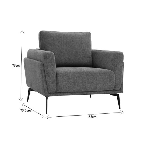 Fauteuil Design En Tissu Effet Velours Texturé Gris Et Métal Noir Mosco