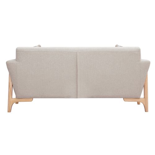 Canapé Scandinave 2 Places En Tissu Effet Velours Texturé Beige Et Bois Clair Asako
