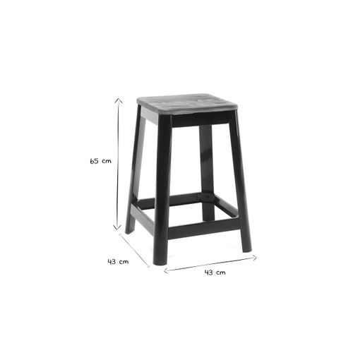 Tabourets De Bar Industriels En Métal Noir Et Bois H65 Cm (lot De 2) Nick