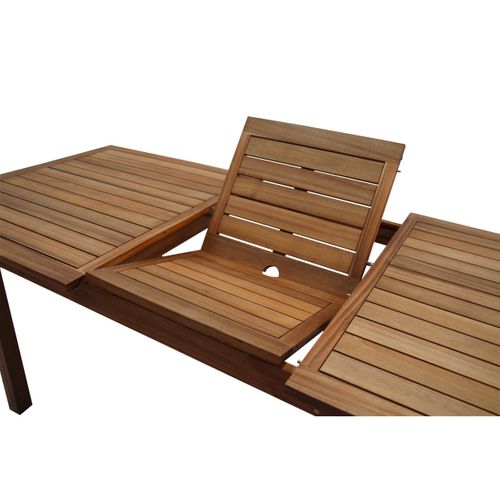 Table De Jardin Extensible Rallonges Intégrées En Bois Massif L160-210 Cm Mayel