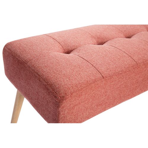 Banc Scandinave Capitonné En Tissu Effet Velours Texturé Terracotta Et Bois Clair L96 Cm Guesta