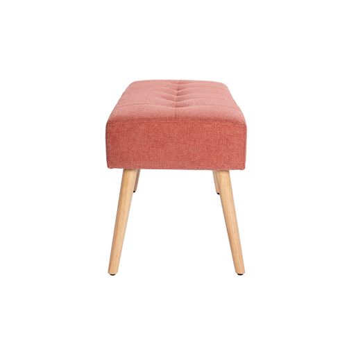 Banc Scandinave Capitonné En Tissu Effet Velours Texturé Terracotta Et Bois Clair L96 Cm Guesta