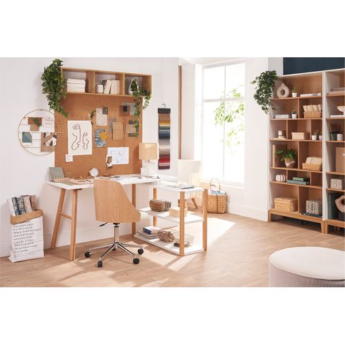 Bibliothèque Scandinave En Bois Clair Chêne Et Blanc L90 Cm Abel