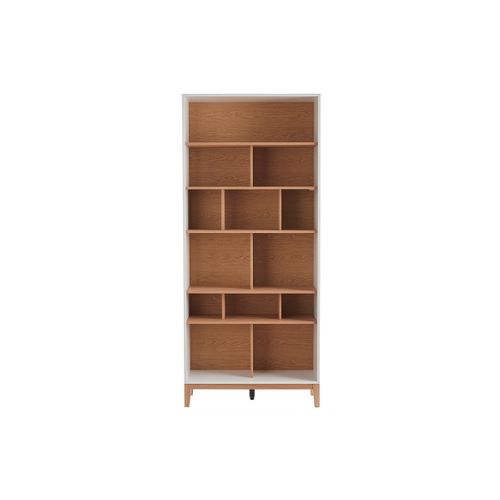 Bibliothèque Scandinave En Bois Clair Chêne Et Blanc L90 Cm Abel