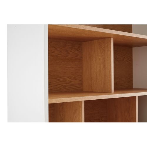 Bibliothèque Scandinave En Bois Clair Chêne Et Blanc L90 Cm Abel
