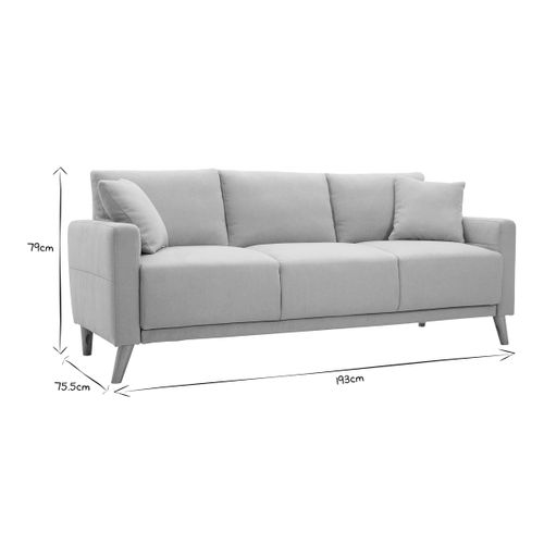 Canapé 3 Places En Tissu Beige Et Bois Clair Munik