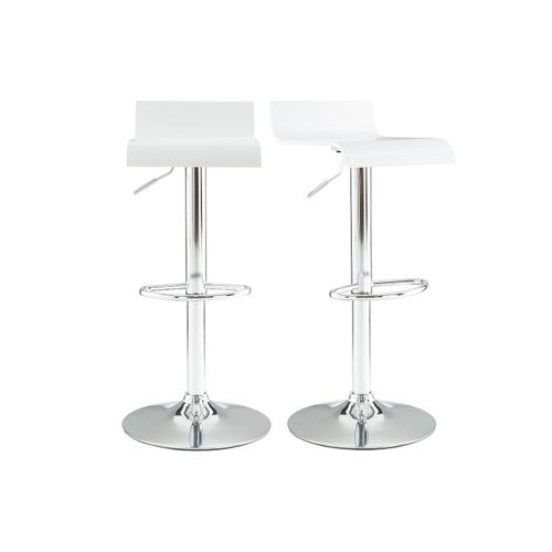 Tabourets De Bar Design Blancs Et Acier Chromé (lot De 2) Surf V2
