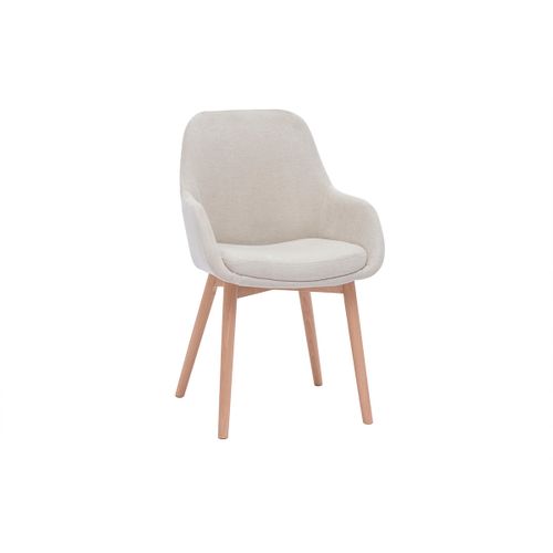 Fauteuils Scandinaves En Tissu Effet Velours Beige Et Bois Clair Massif (lot De 2) Holo