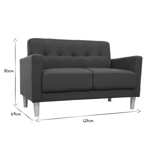 Canapé Scandinave 2 Places En Tissu Vert De Gris Et Bois Clair Moon