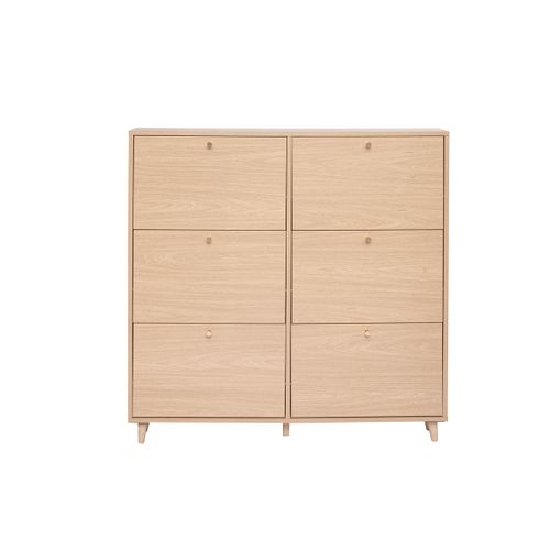 Meuble à Chaussures Finition Bois Clair Chêne L126 Cm Silvestre