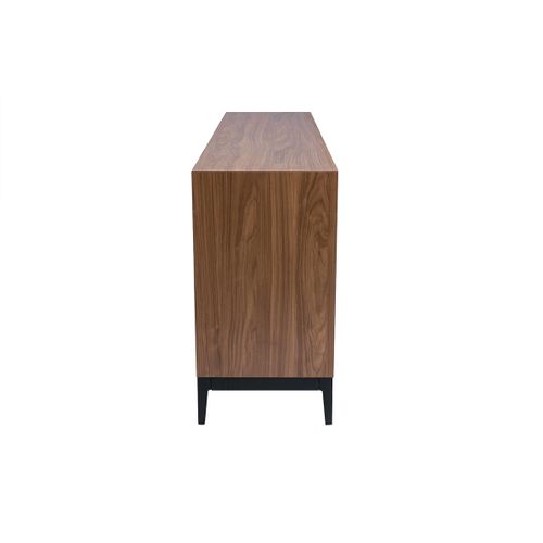 Buffet Vintage Finition Bois Foncé Noyer Et Métal Noir Avec Rangements L180 Cm Sarto