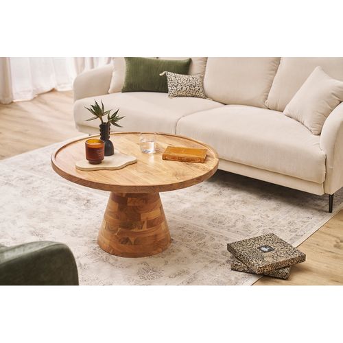 Table Basse Ronde En Bois Massif D80 Cm Matera