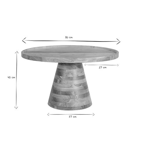 Table Basse Ronde En Bois Massif D80 Cm Matera