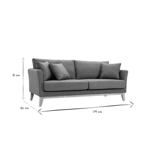 Canapé Scandinave Déhoussable 3 Places En Tissu Vert De Gris Et Bois Clair Oslo