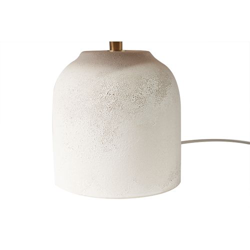 Lampe à Poser Blanche En Céramique Effet Pierre Et Abat-jour En Raphia H35 Cm Rocha