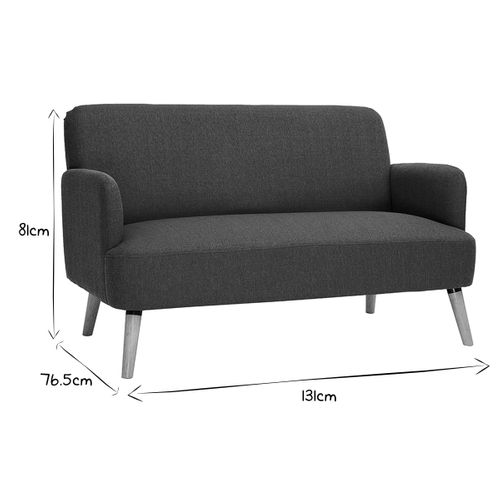 Canapé Scandinave 2 Places En Tissu Bleu Canard Et Bois Clair Isko