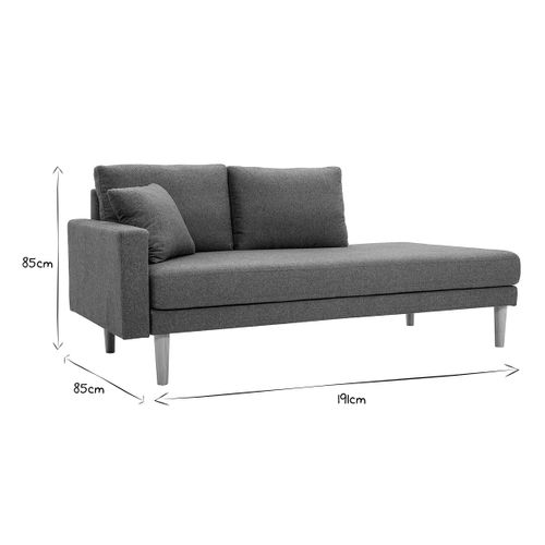 Méridienne Scandinave En Tissu Vert De Gris Et Bois Clair Massif L190 Cm Bertille