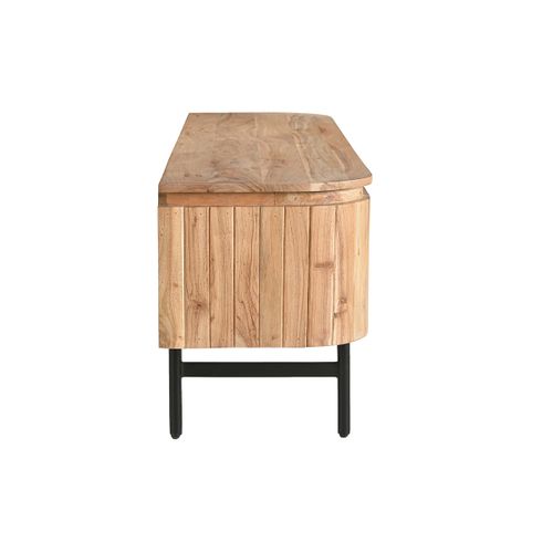 Meuble TV Avec Rangements En Bois Massif Et Métal Noir L160 Cm Napoli
