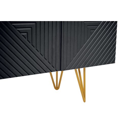 Meuble TV Design Noir Et Métal Doré L140 Cm Ozen