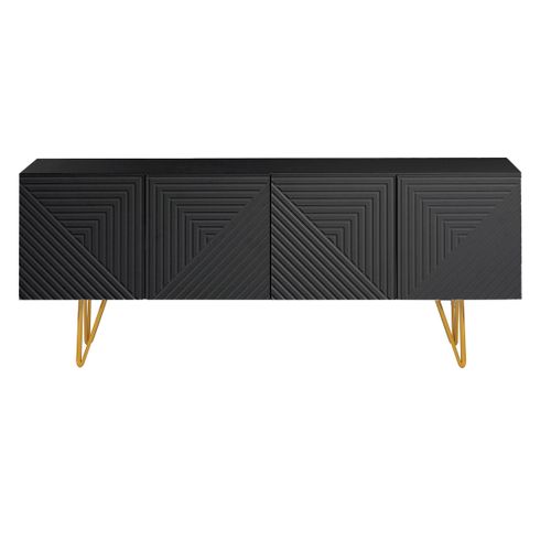 Meuble TV Design Noir Et Métal Doré L140 Cm Ozen