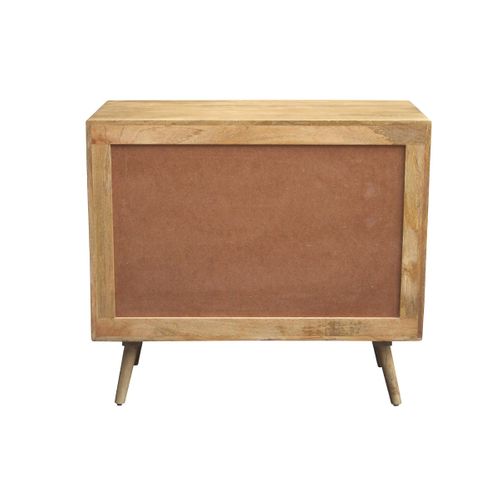 Commode En Bois Manguier Massif Et Cannage Rotin 3 Tiroirs L90 Cm Acange