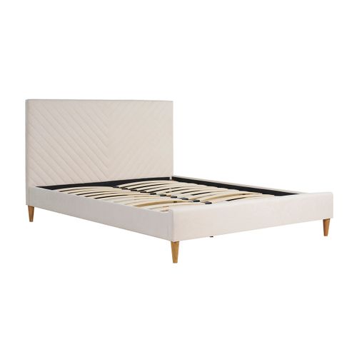 Lit 2 Places 160x200 En Tissu Beige Sidonie