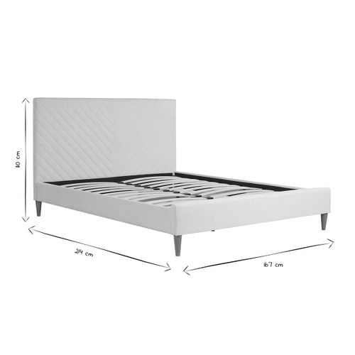 Lit 2 Places 160x200 En Tissu Beige Sidonie