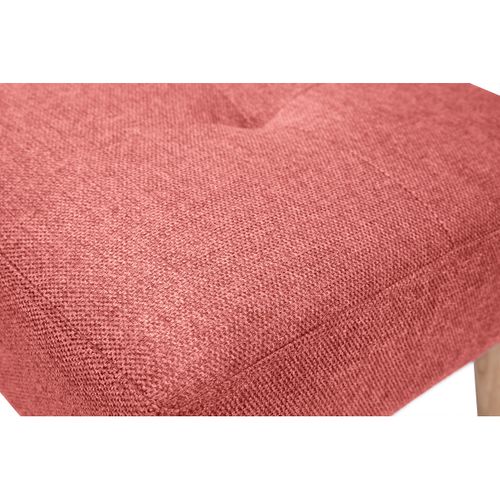 Tabouret Bas En Tissu Effet Velours Texturé Terracotta Et Bois Clair Massif H46 Cm Guesta