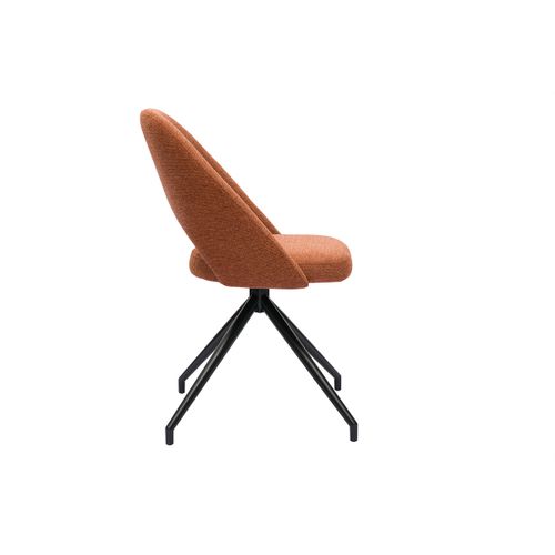 Chaise Pivotante 360° En Tissu Effet Velours Texturé Terre Brûlée Et Métal Noir Cosette