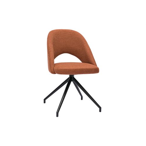 Chaise Pivotante 360° En Tissu Effet Velours Texturé Terre Brûlée Et Métal Noir Cosette