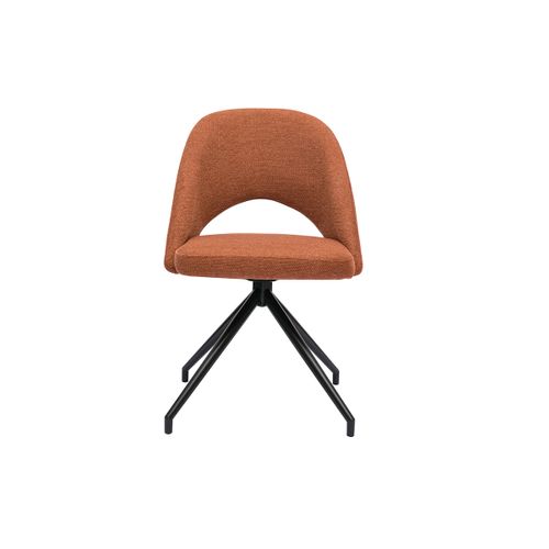 Chaise Pivotante 360° En Tissu Effet Velours Texturé Terre Brûlée Et Métal Noir Cosette