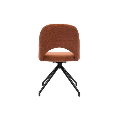 Chaise Pivotante 360° En Tissu Effet Velours Texturé Terre Brûlée Et Métal Noir Cosette
