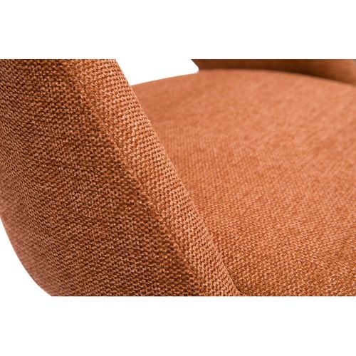 Chaise Pivotante 360° En Tissu Effet Velours Texturé Terre Brûlée Et Métal Noir Cosette