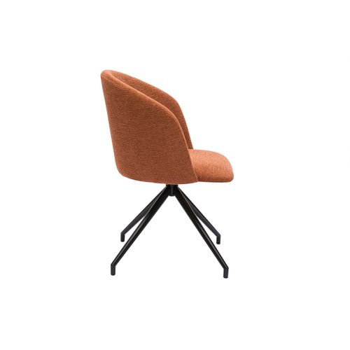 Chaise Design Pivotante 360° En Tissu Effet Velours Texturé Terre Brulée Et Métal Noir Vanity