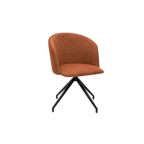 Chaise Design Pivotante 360° En Tissu Effet Velours Texturé Terre Brulée Et Métal Noir Vanity
