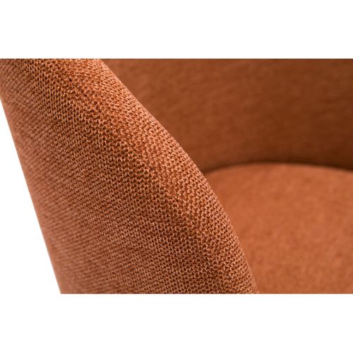 Chaise Design Pivotante 360° En Tissu Effet Velours Texturé Terre Brulée Et Métal Noir Vanity