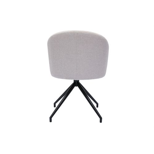 Chaise Design Pivotante 360° En Tissu Effet Velours Texturé Beige Et Métal Noir Vanity