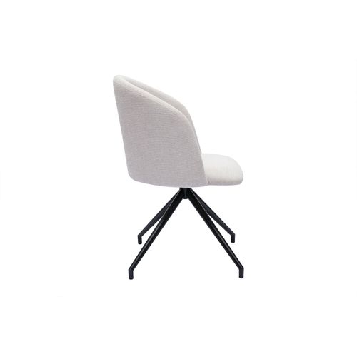 Chaise Design Pivotante 360° En Tissu Effet Velours Texturé Beige Et Métal Noir Vanity