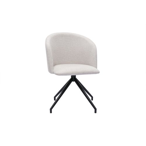 Chaise Design Pivotante 360° En Tissu Effet Velours Texturé Beige Et Métal Noir Vanity