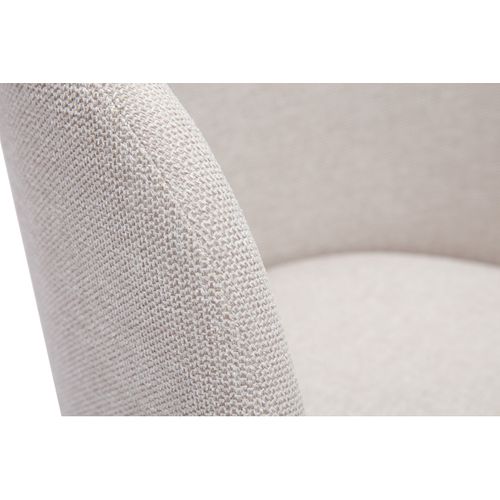 Chaise Design Pivotante 360° En Tissu Effet Velours Texturé Beige Et Métal Noir Vanity