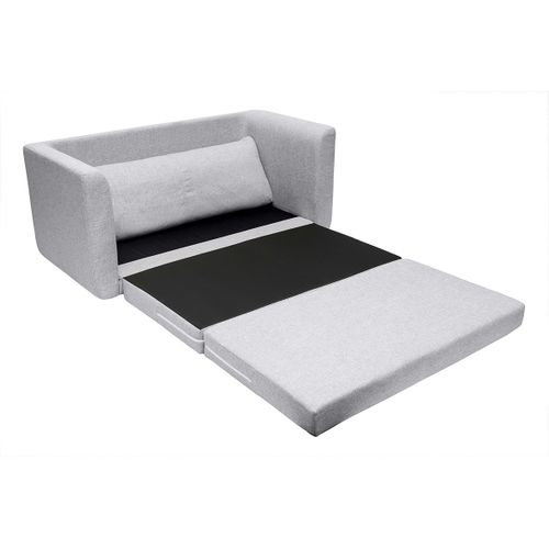 Canapé Convertible 2 Places En Tissu Gris Clair Leon