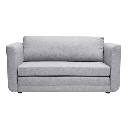 Canapé Convertible 2 Places En Tissu Gris Clair Leon