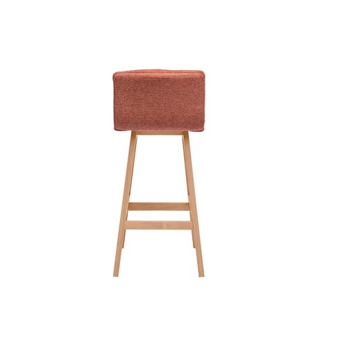 Tabouret De Bar En Tissu Effet Velours Texturé Terracotta Et Bois (lot De 2) Joan