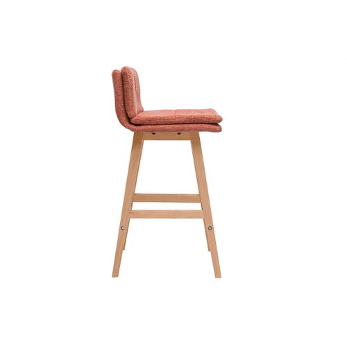 Tabouret De Bar En Tissu Effet Velours Texturé Terracotta Et Bois (lot De 2) Joan